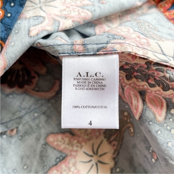 A.L.C. Myra Mini Dress in Blue/Pink Paisley Floral Size 4 - Picture 8 of 14